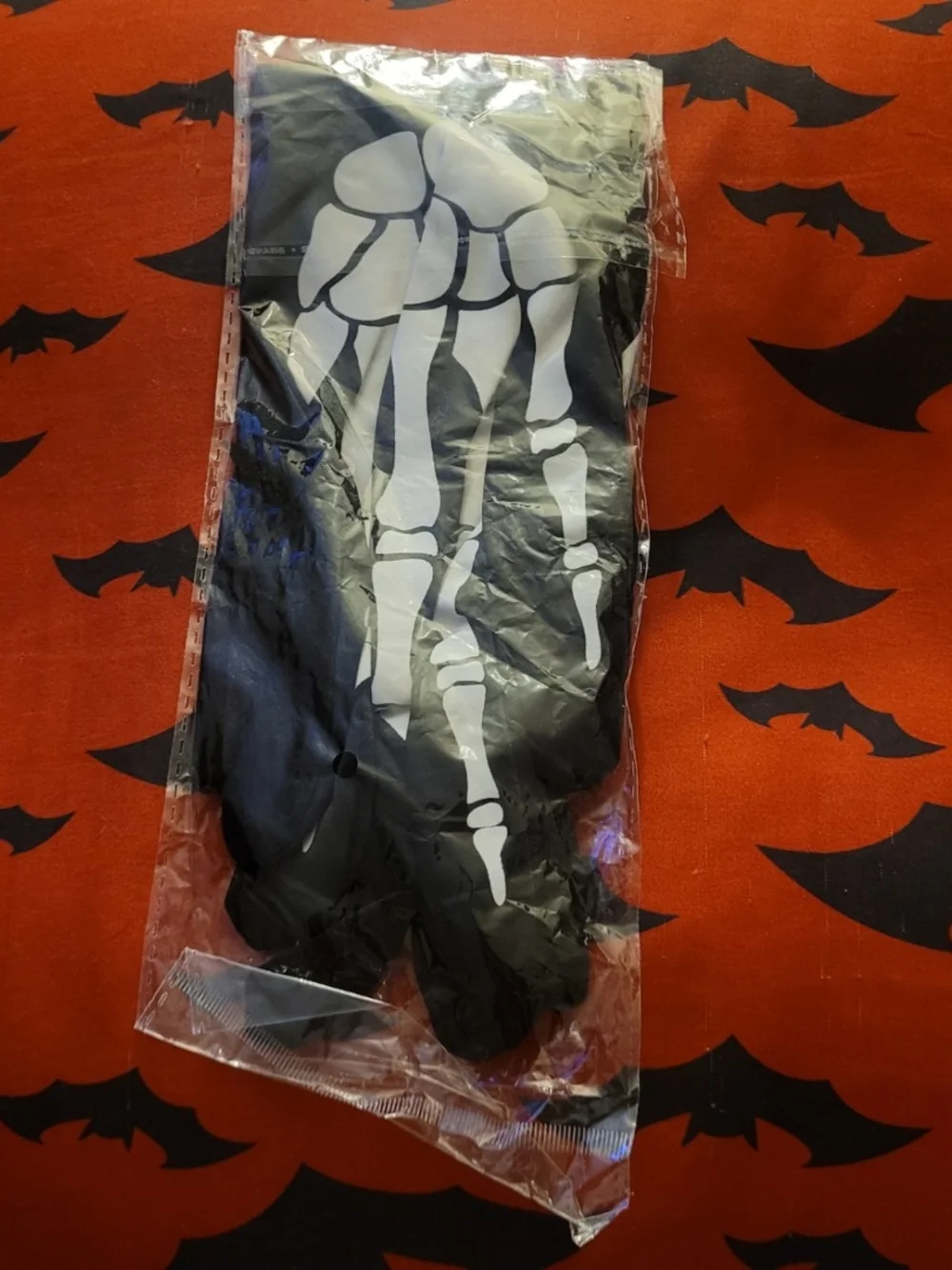 Skeleton Print Black Gloves for Kids Costume Dance